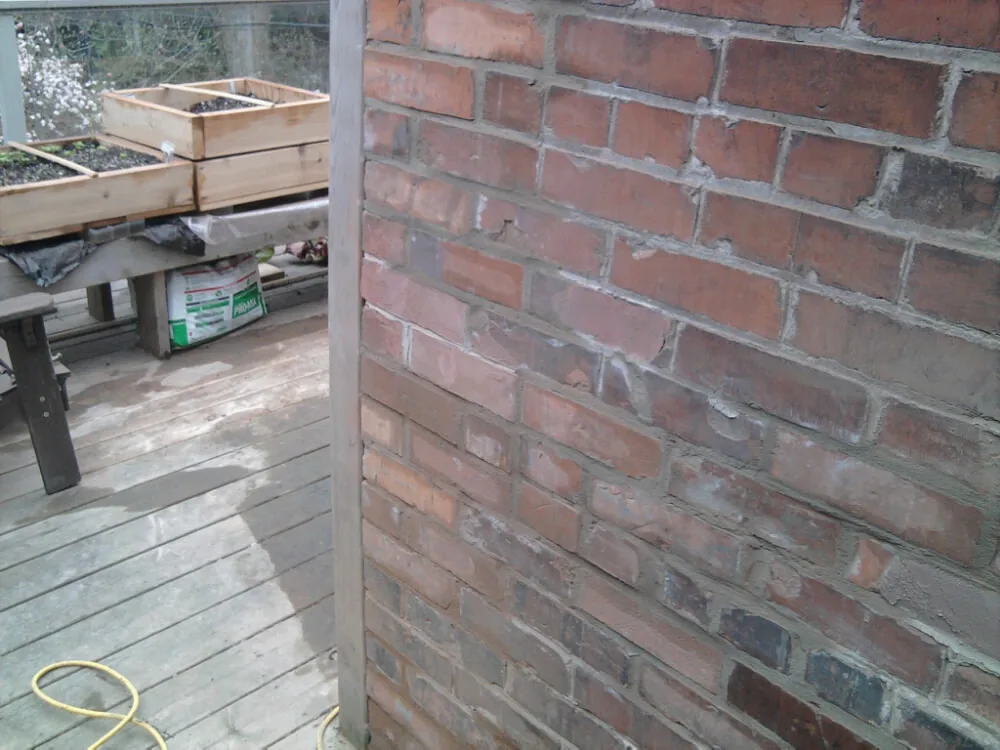 After: Crumbling wall rebuilt (Brick Replacement)