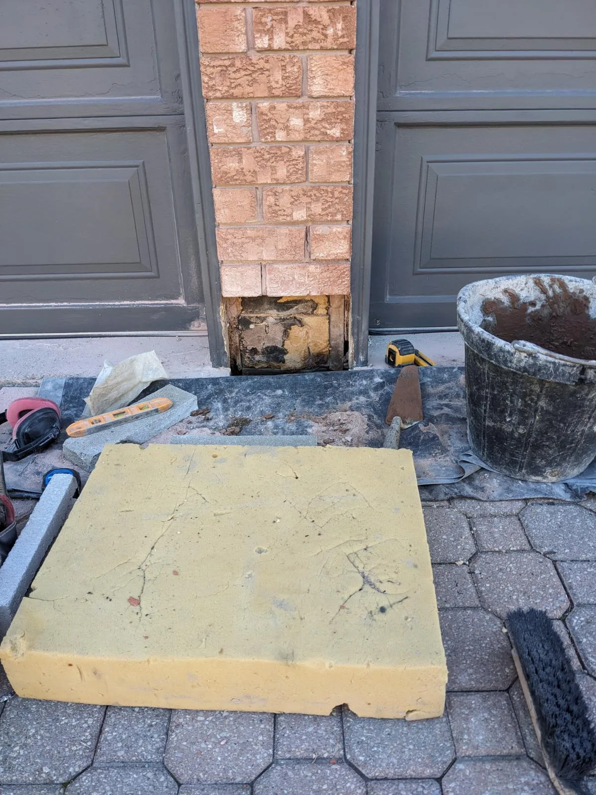 Before: Garage pier base rebuilt (Concrete Repair)